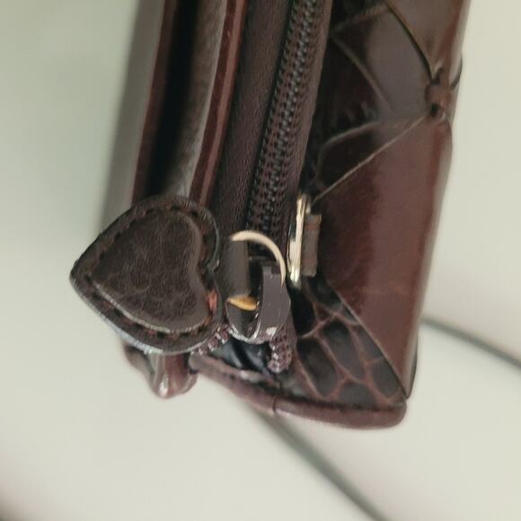 BRIGHTON Black & Brown Embossed Patchwork Leather Organizer Purse Foldout Wallet - Picture 13 of 13